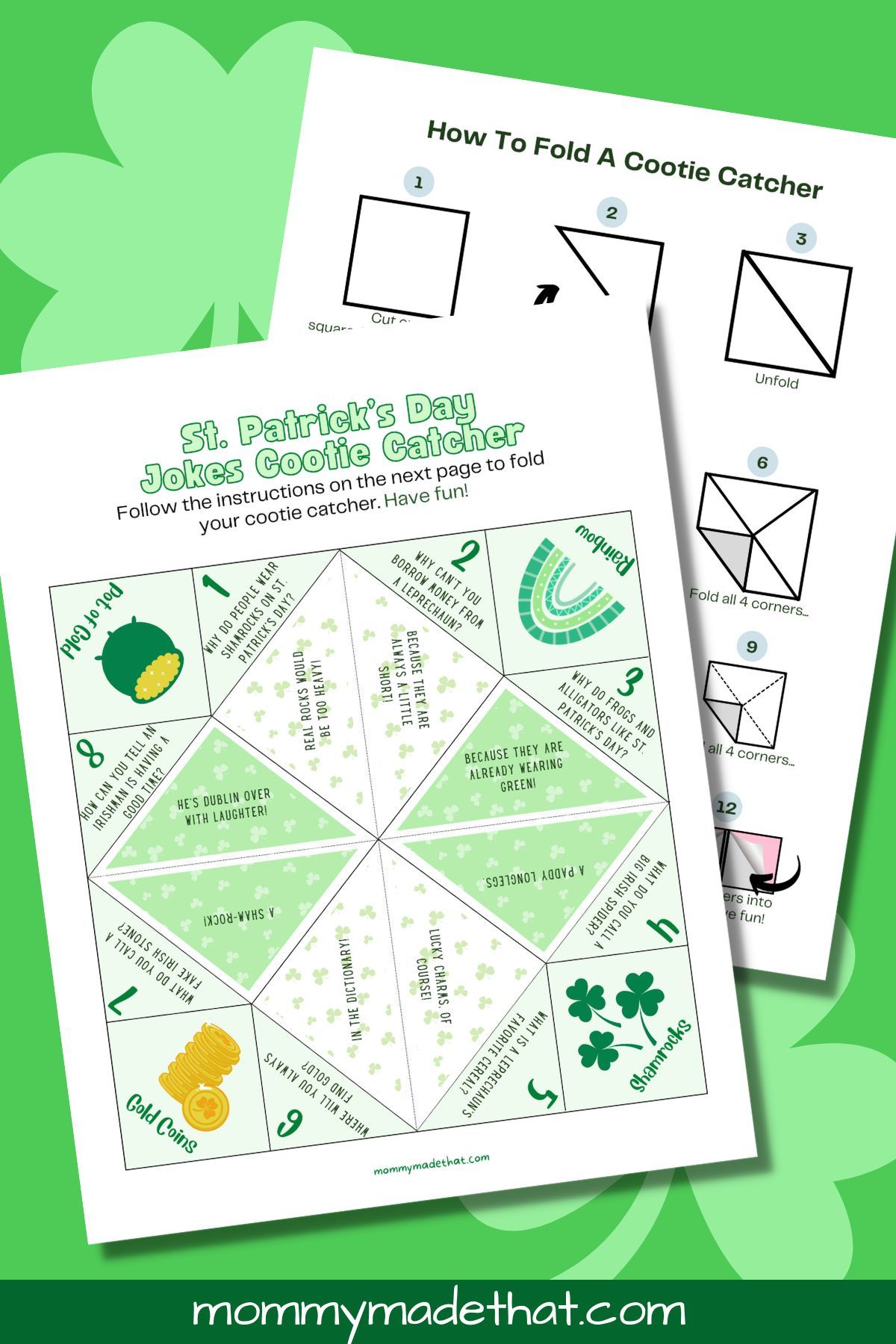 St patty's day cootie catcher printable