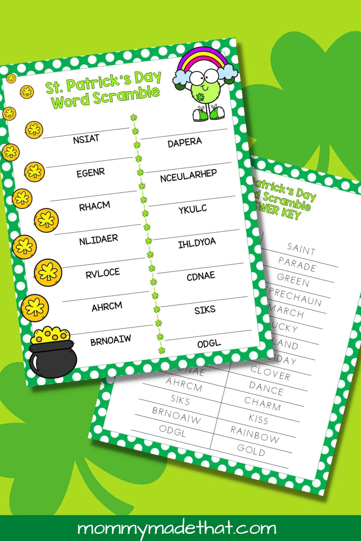 st patricks day word scramble