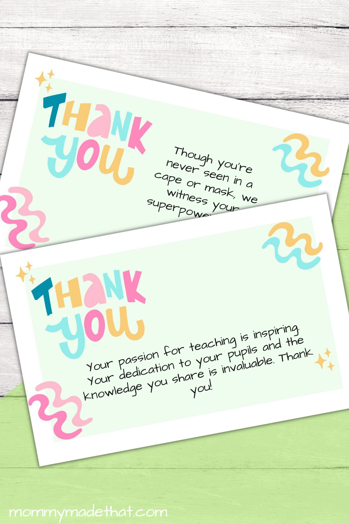 Teacher appreciation thank you note ideas.