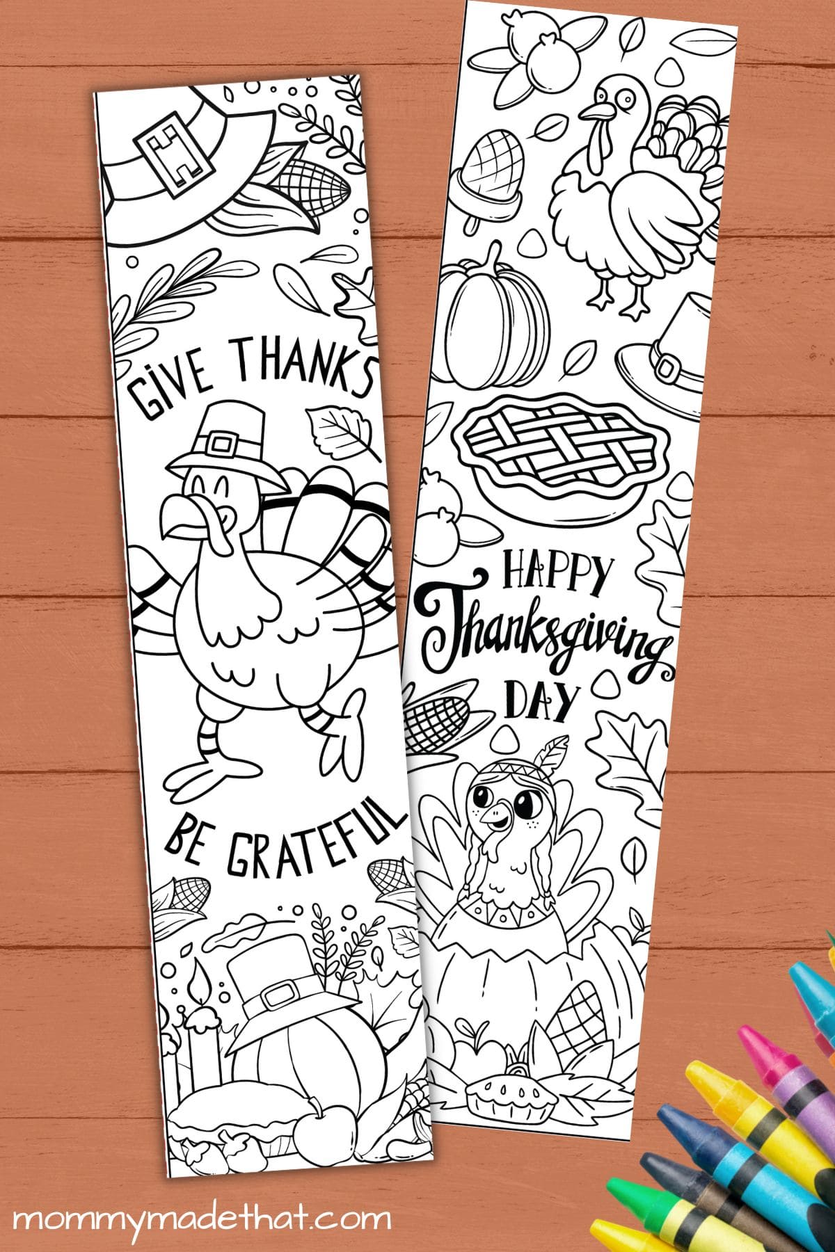 Thanksgiving bookmarks to color