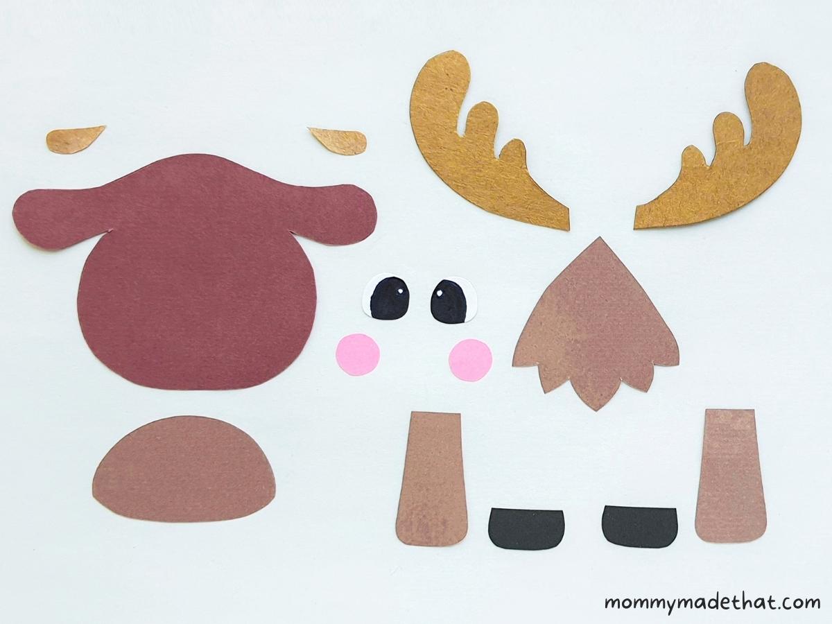 paper moose craft template pieces cut out