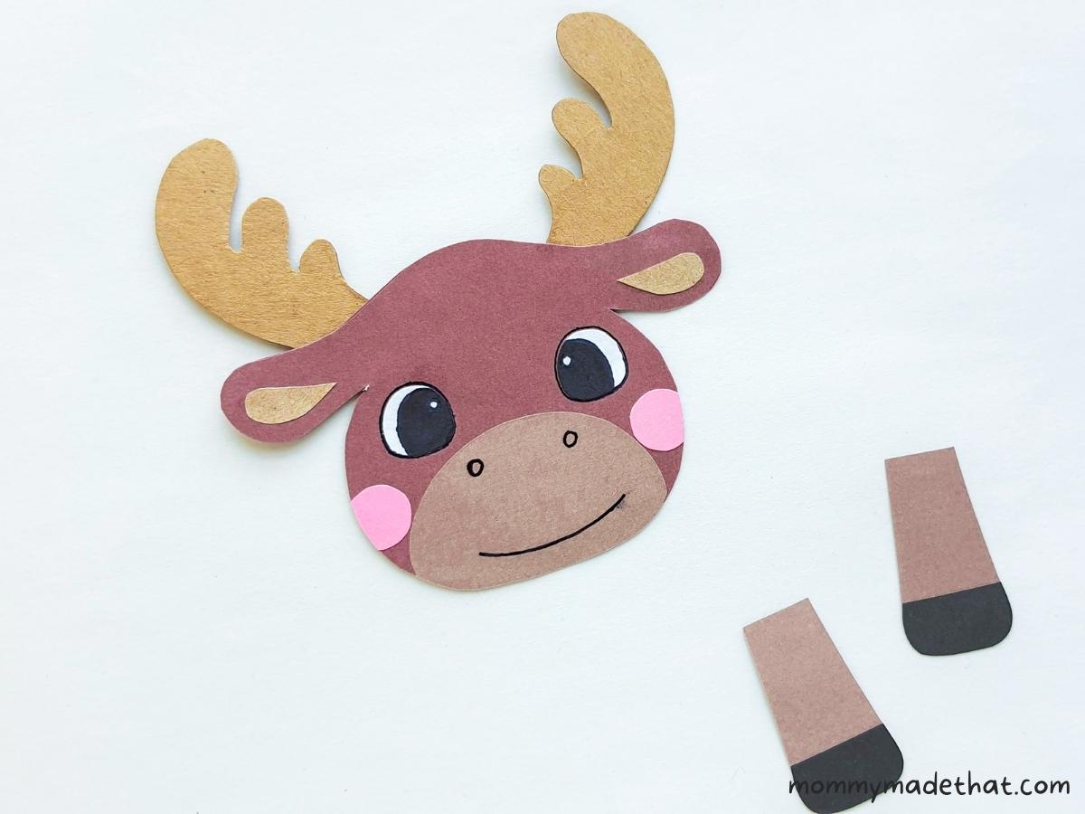 assembling paper moose face and head