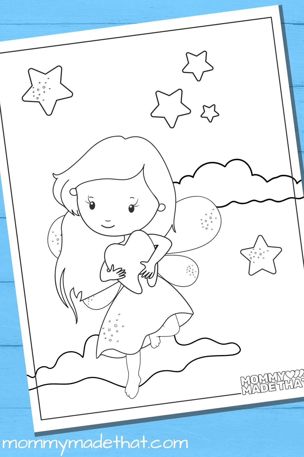 tooth fairy holding tooth coloring page