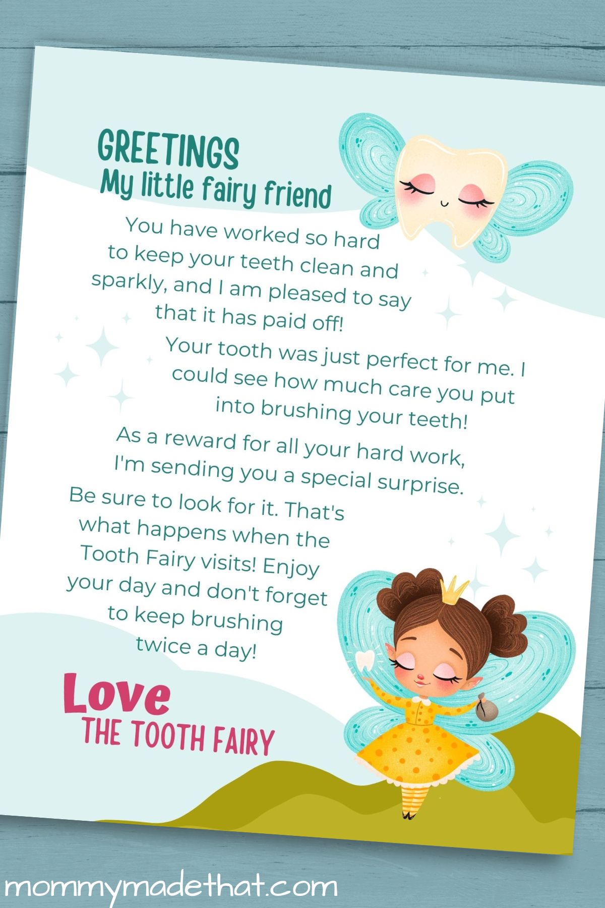 printable tooth fairy letter