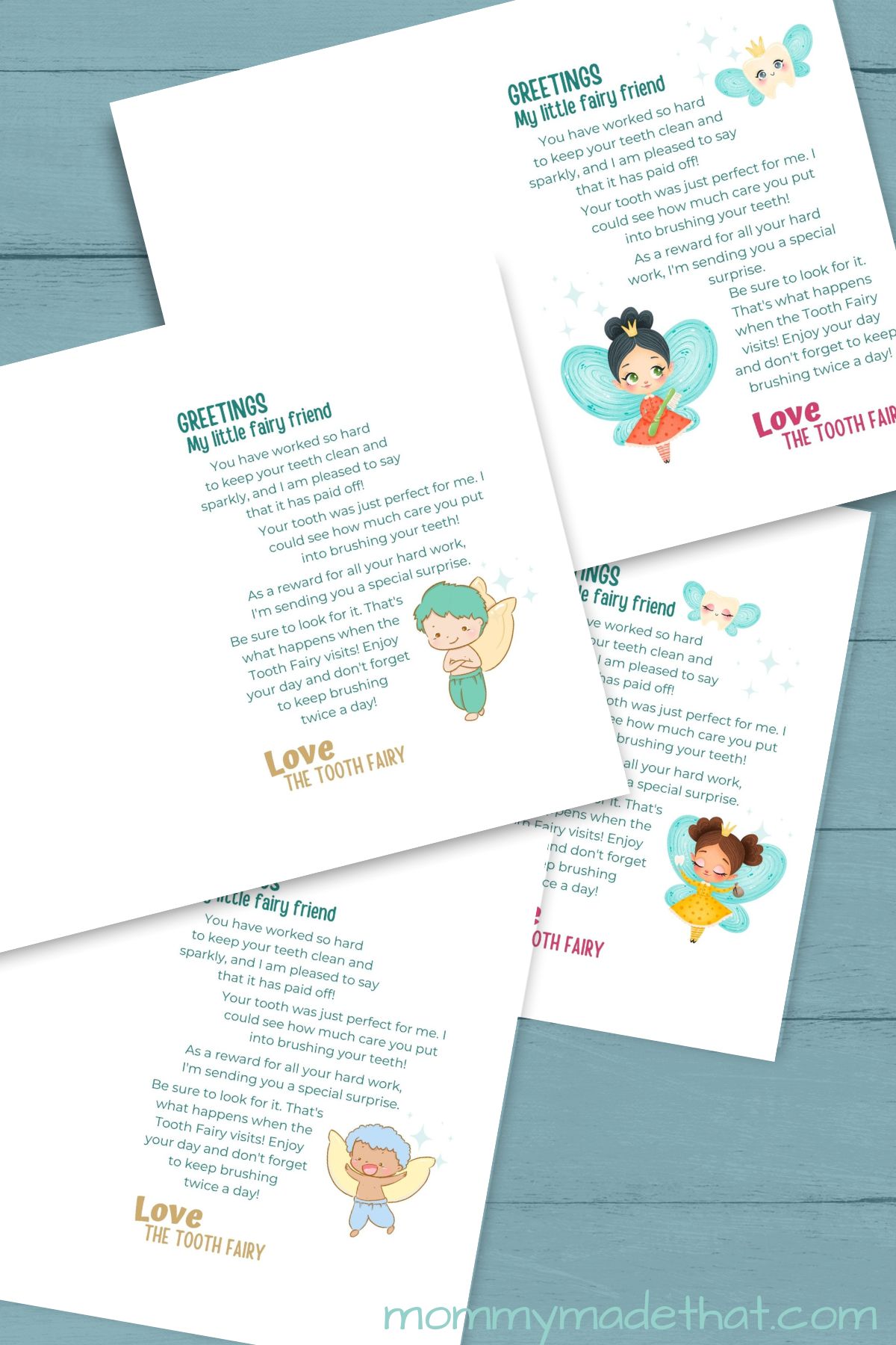 printer friendly tooth fairy letters