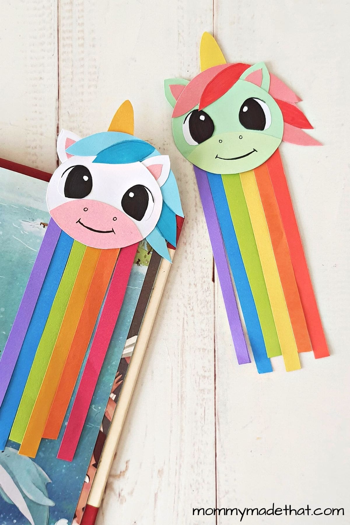Rainbow Unicorn Bookmarks (With Free Printable Craft Template)