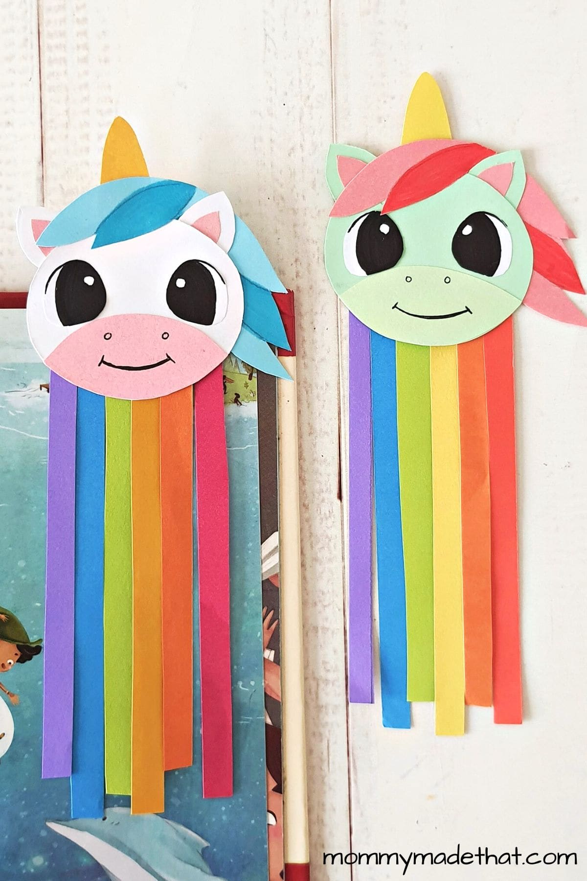 Rainbow Unicorn Bookmarks (With Free Printable Craft Template)