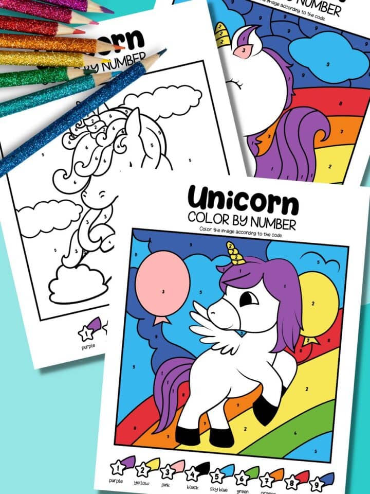 unicorn color by numbers