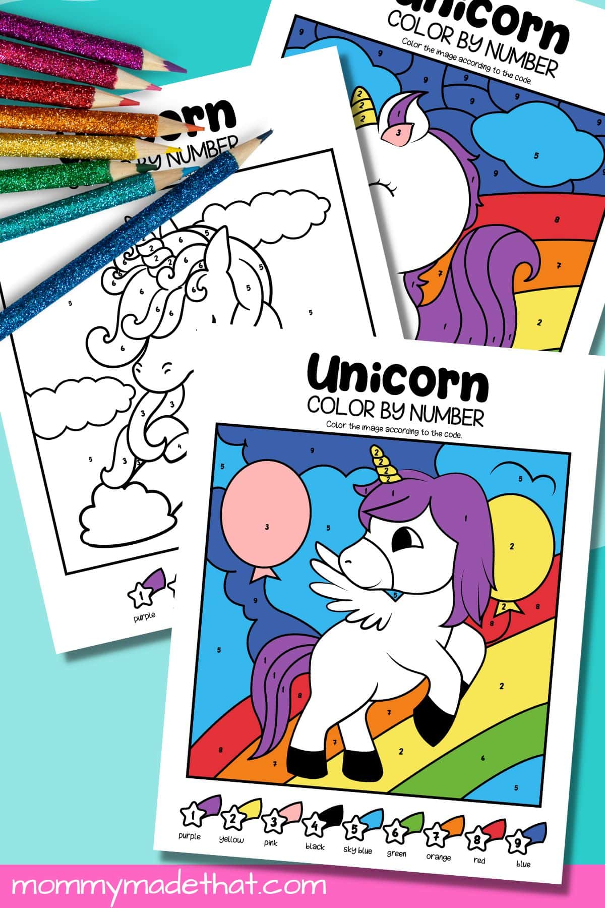 Unicorn Color by Numbers (Lots of Cute Free Printables)