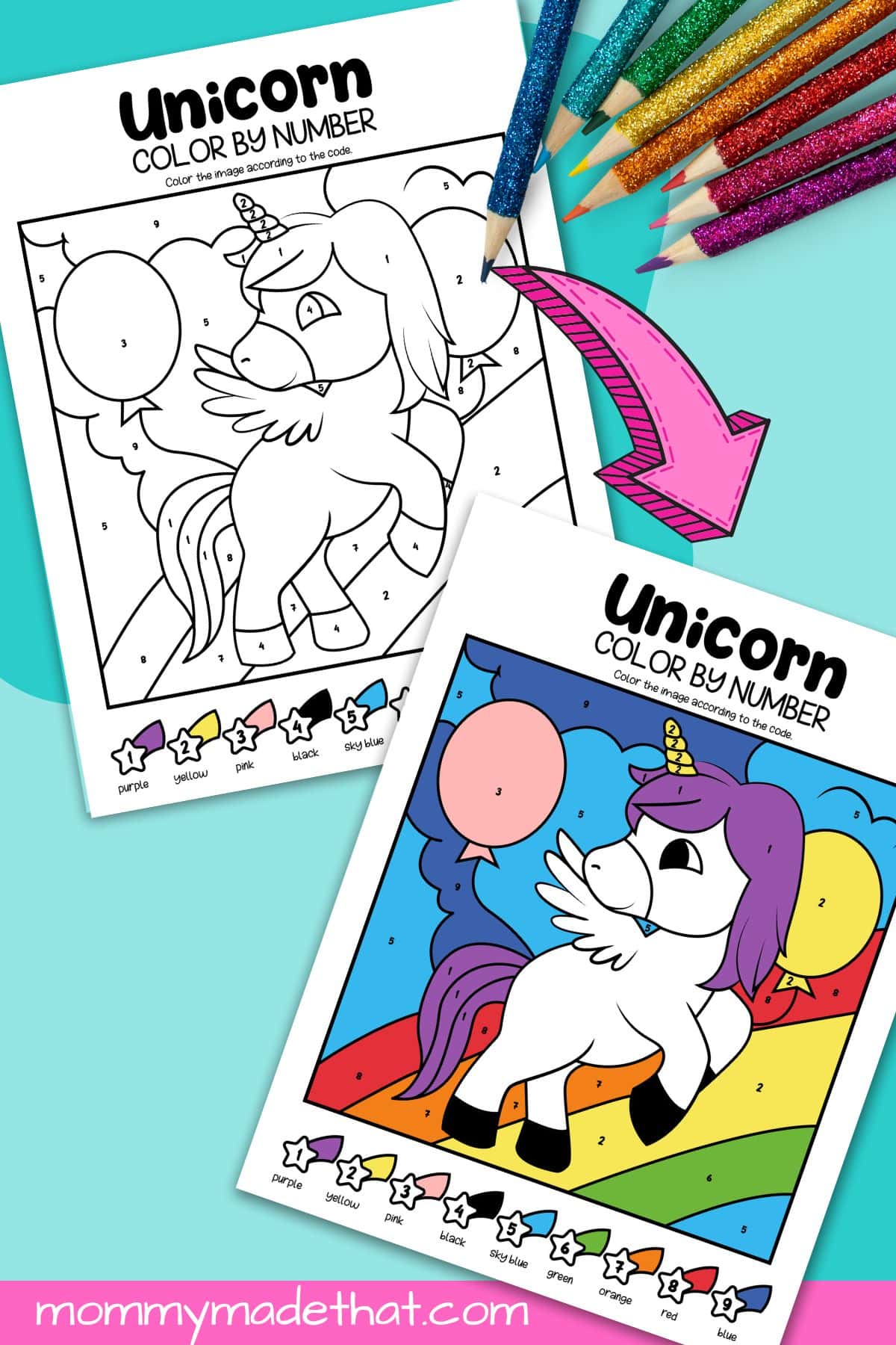 Printable: Unicorn Color By Number Activity Page for Toddlers, Kids, and  Adults