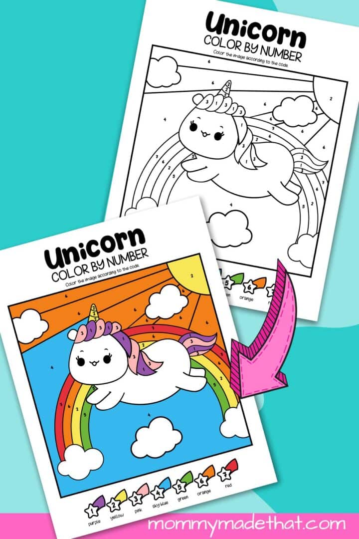 Unicorn Color by Numbers (Lots of Cute Free Printables)