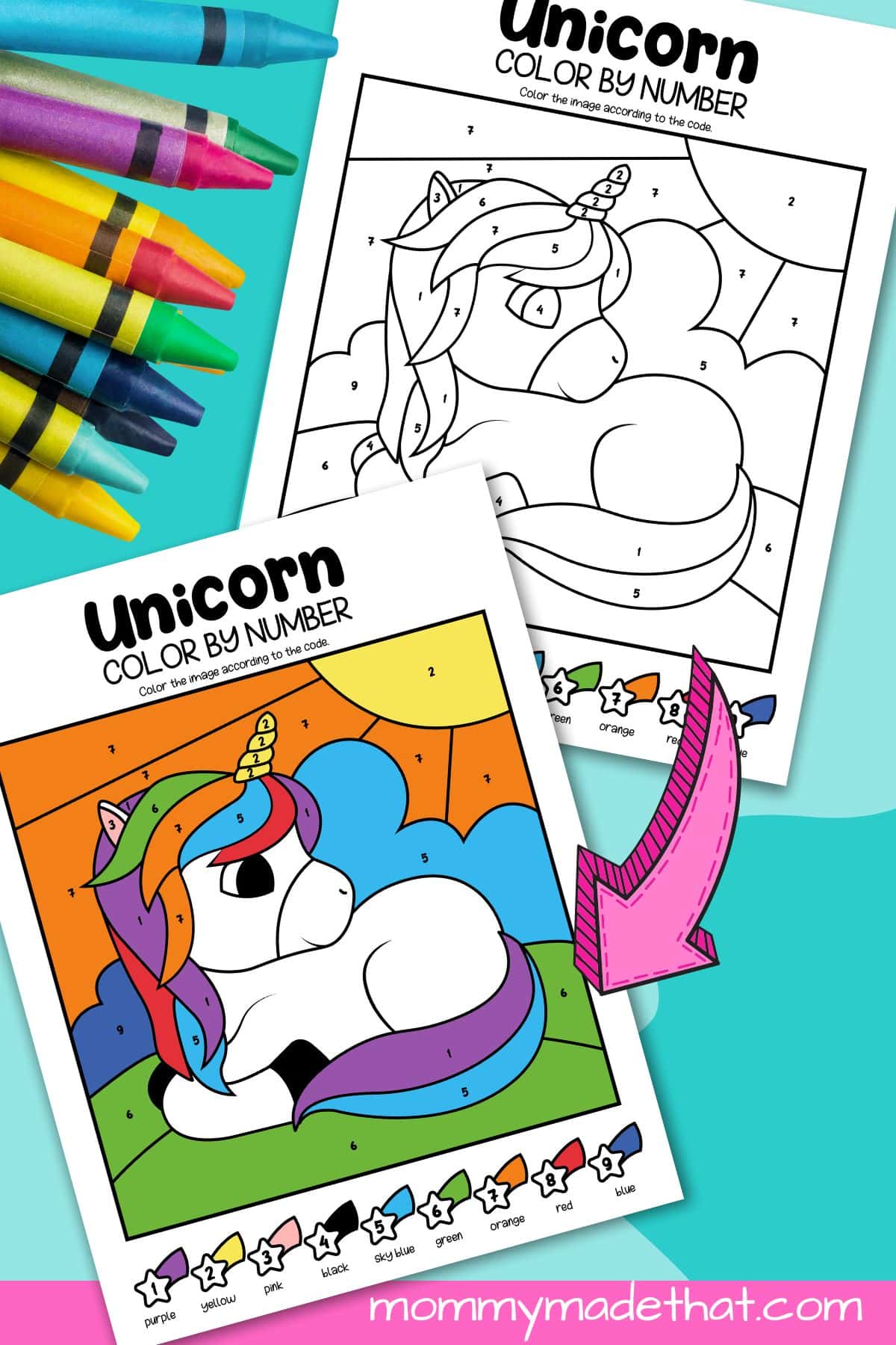 unicorn color by numbers