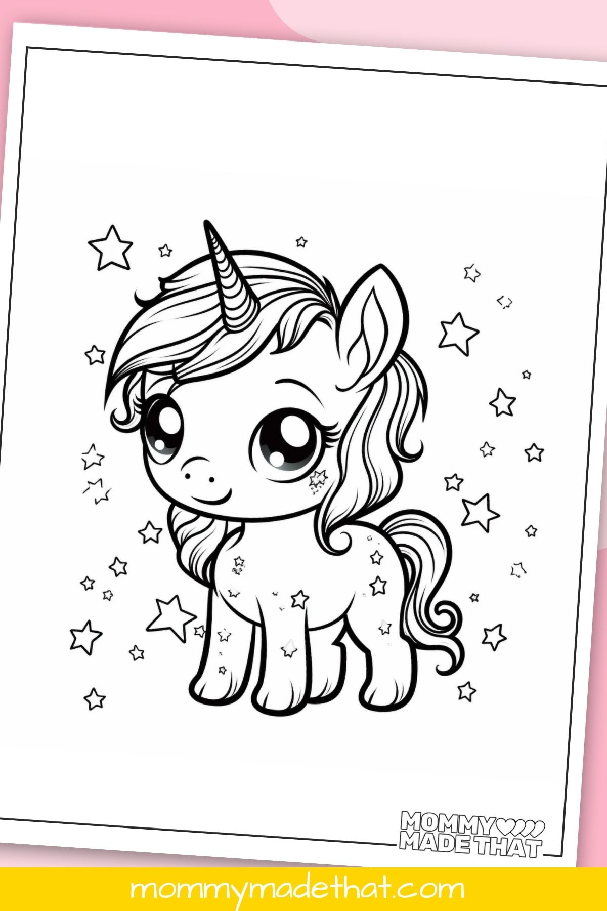 Cute unicorn coloring page