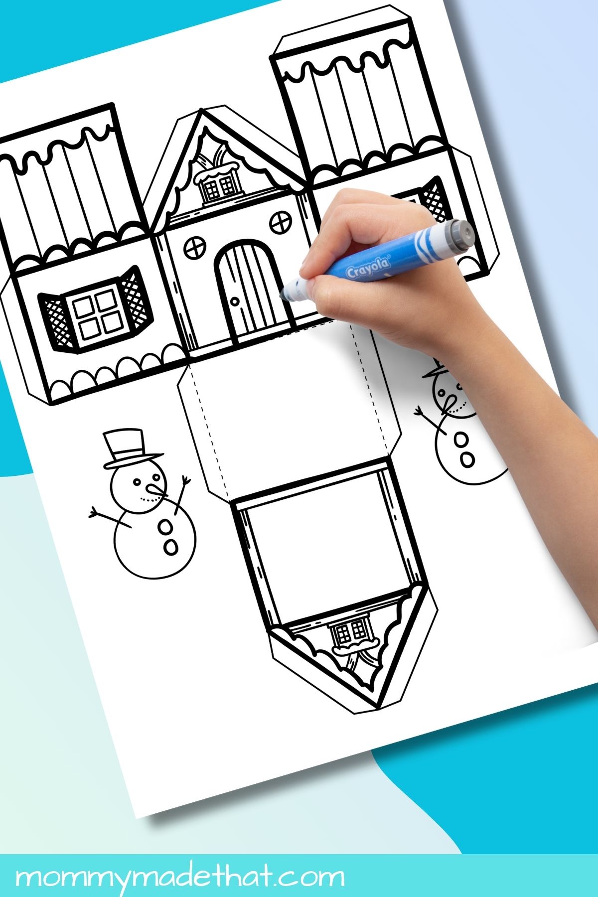 Winter paper house template printable.