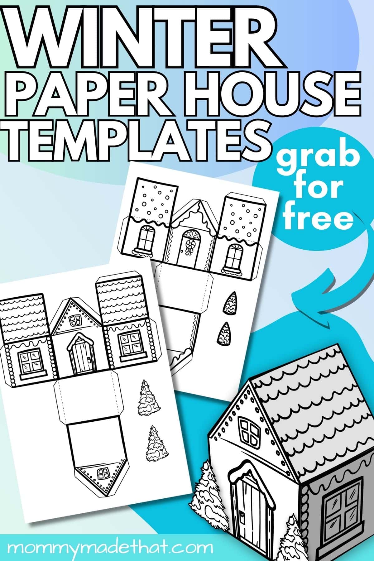 Winter paper house template.