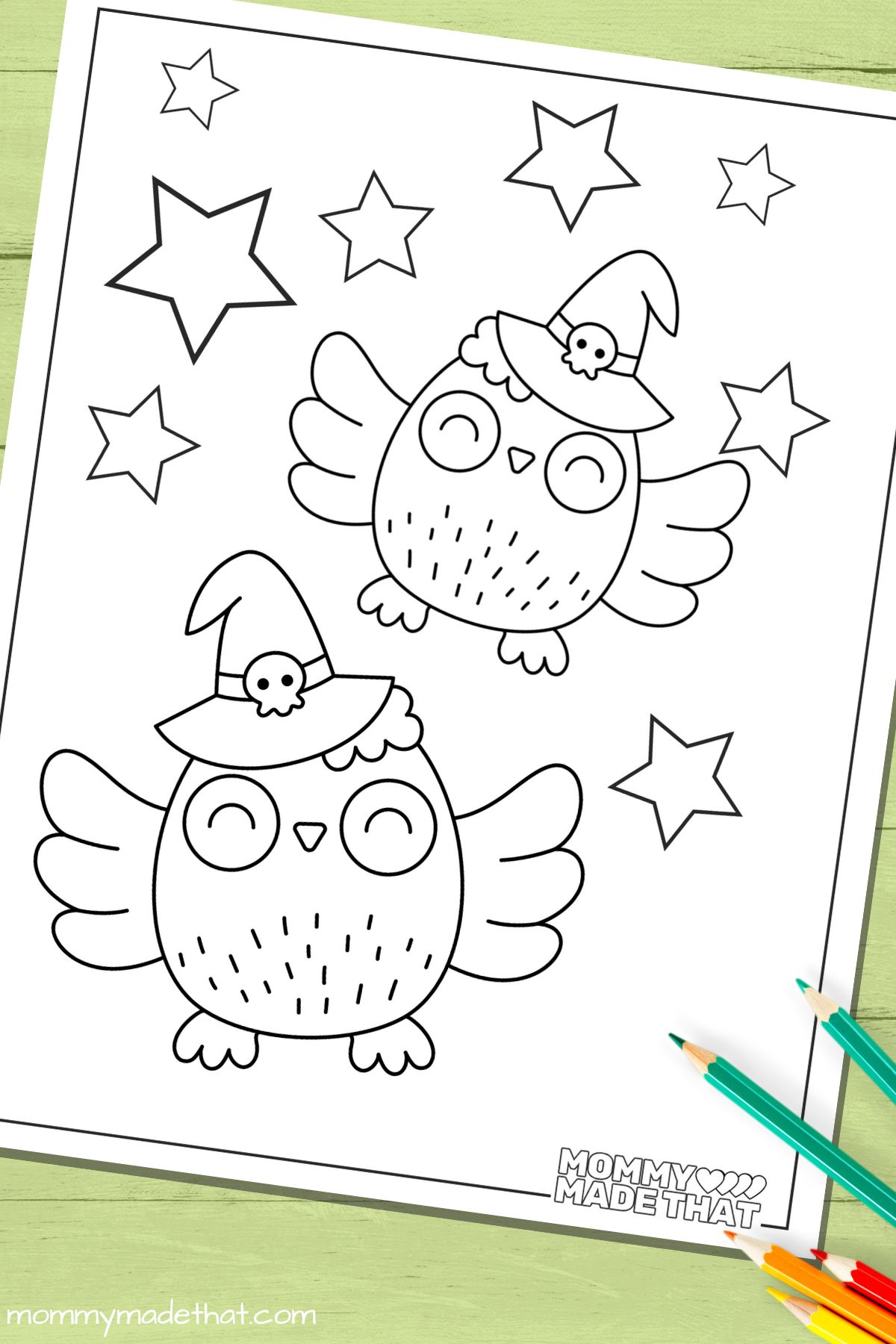 witch owl coloring page