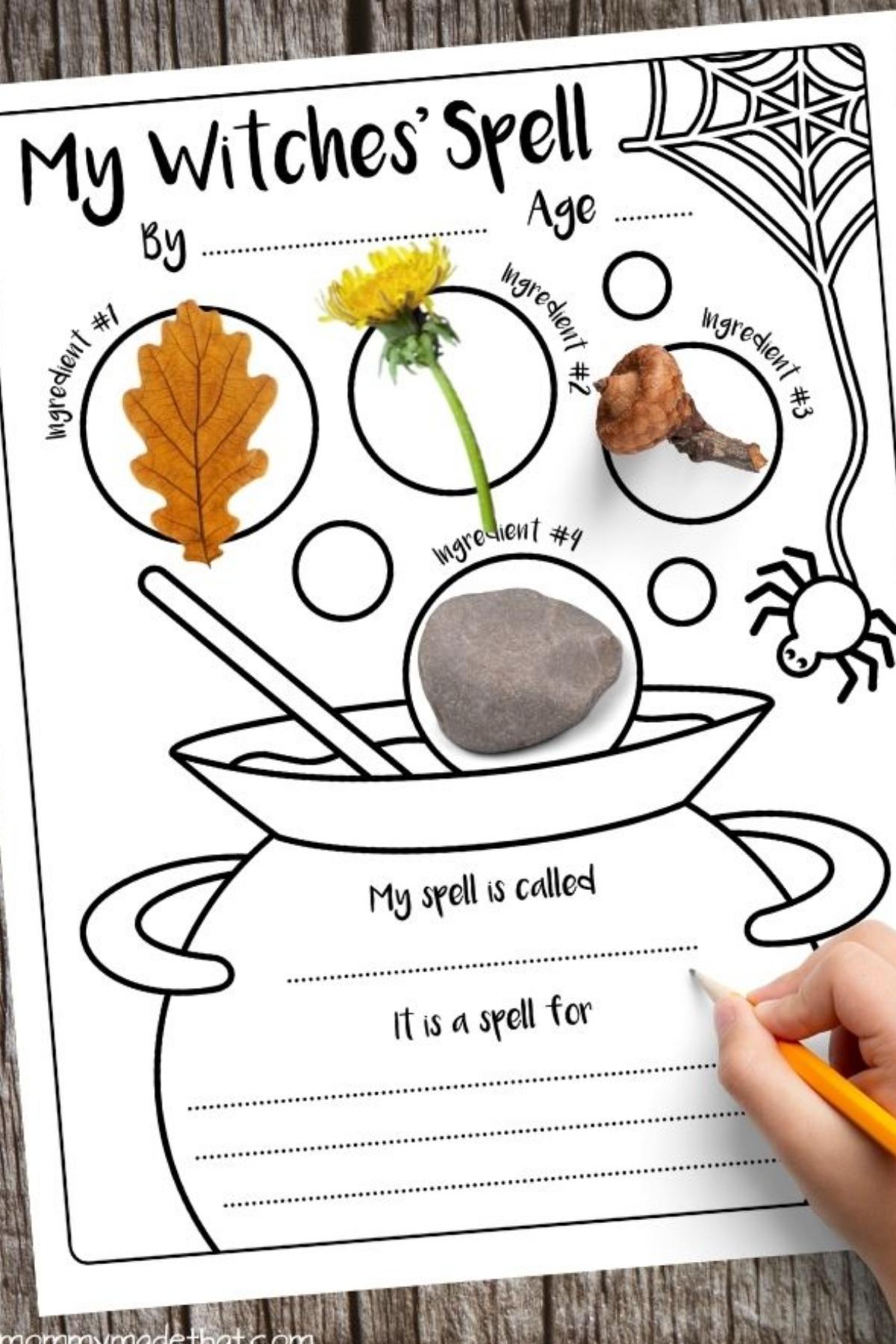 witches spell printable kids activity