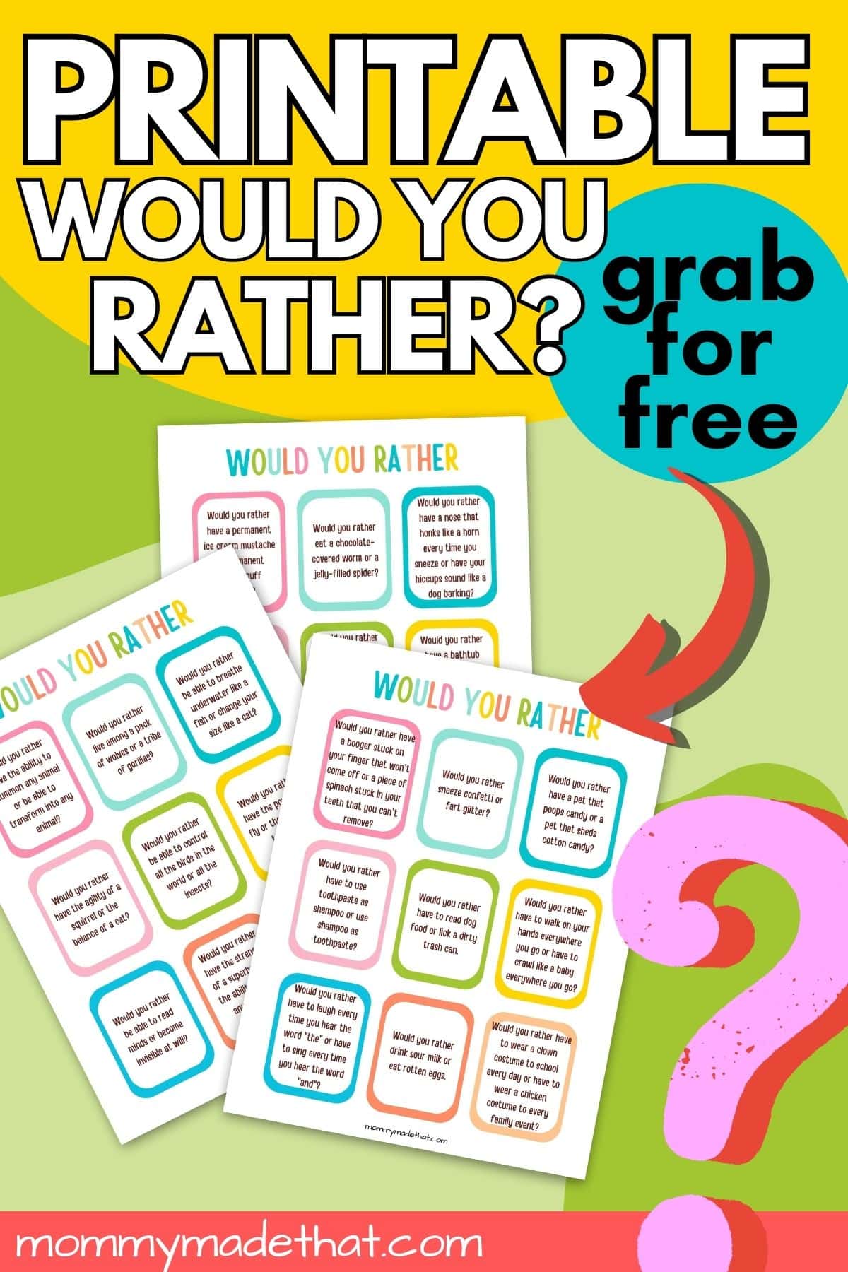 105 Funny Would You Rather Questions For Kids (With FREE Printable