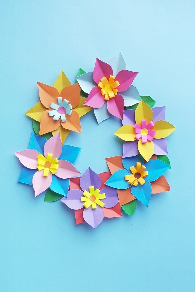 Paper flower wreath