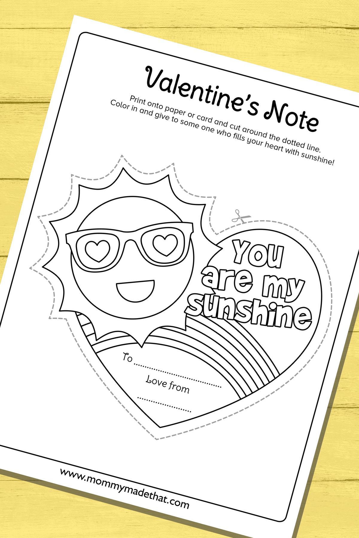 you are my sunshine printable valentines card